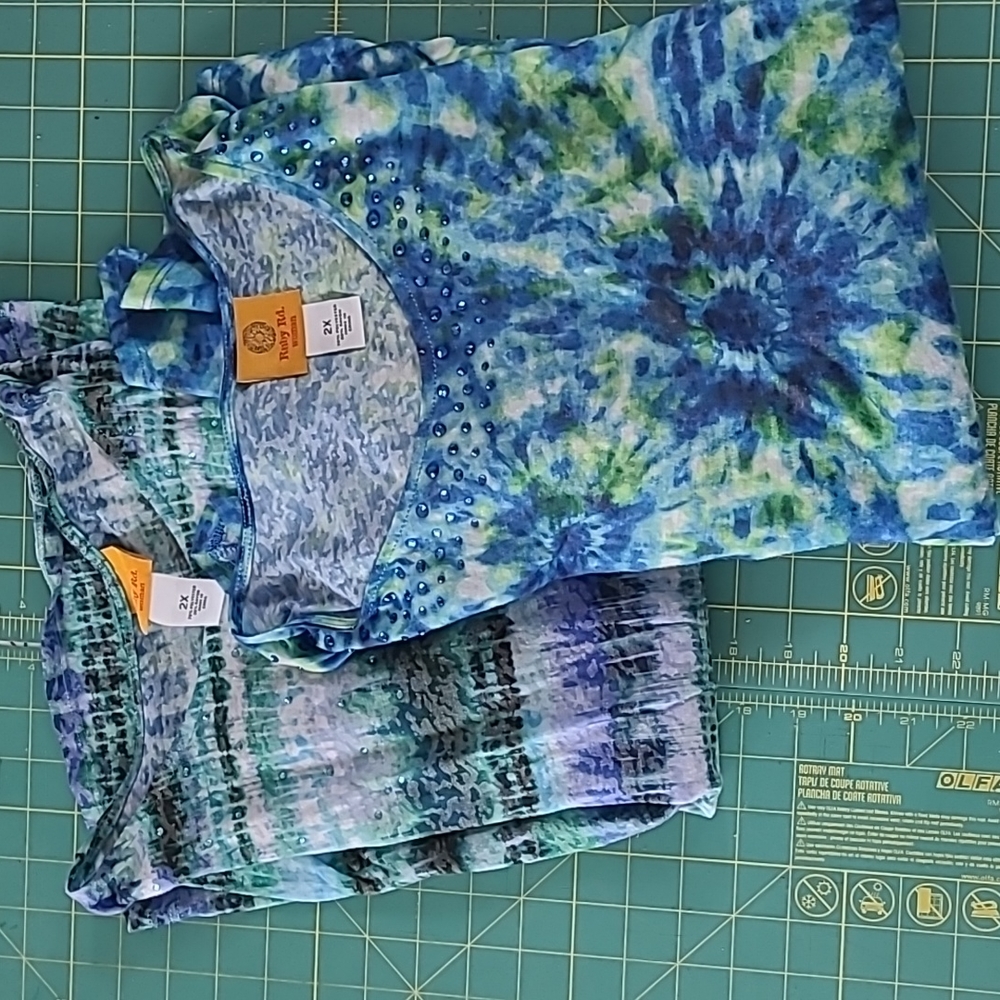 2 Ruby Rd tie dyed t-shirt tops